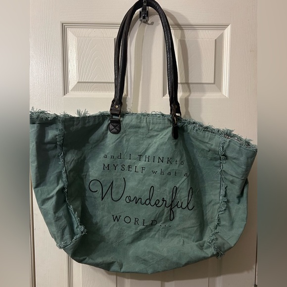 “And I Think To Myself what a wonderful world” tote bag by vintage addiction - Picture 1 of 6